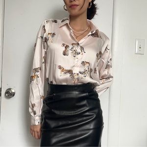 Women’s Animal Print Satin Effect Shirt